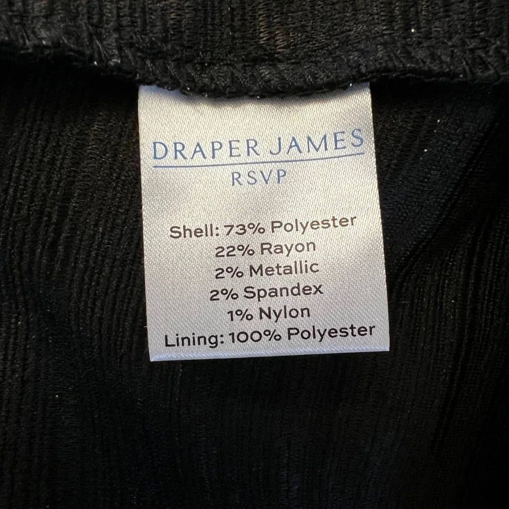 Draper James RSVP‎ Black Fit & Flare Dress L Metallic Short Sleeve Stretch - Picture 7 of 9
